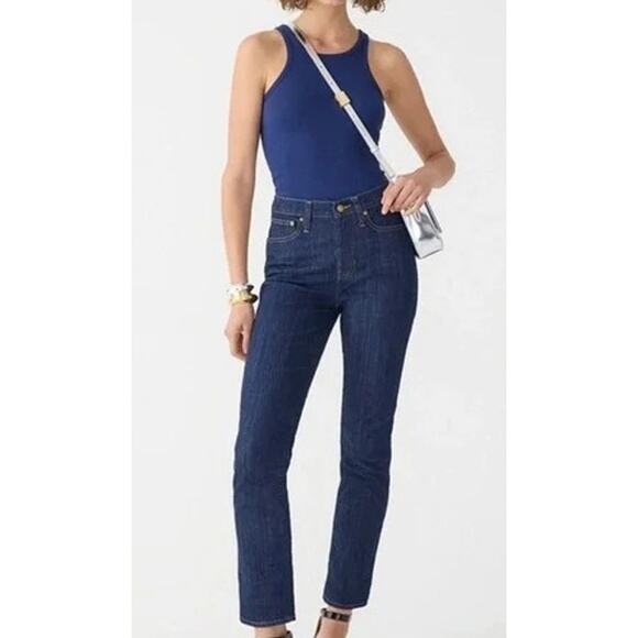 J. Crew 9" Vintage Slim Straight Ankle Cropped Stretch Jean 28 Indigo Dark Blue - Picture 12 of 15